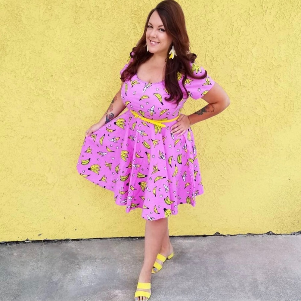 Nooworks Banana Print Skater Dress